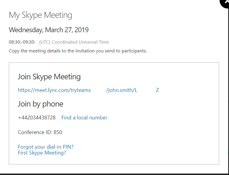 scheduling skype meeting